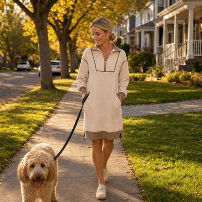 Zipfelt – Robe sweat demi-zip à finitions côtelées