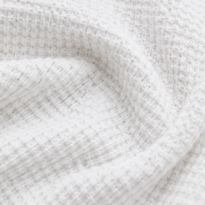 Loravia – Waffle Knit-look Henley Top with Button Placket, 3/4 Sleeve