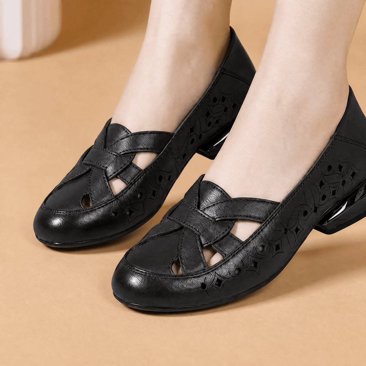 Lorella – Woven Cutout PU Slip-On Flat Classic Black / 5