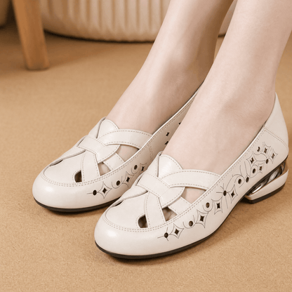 Lorella – Woven Cutout PU Slip-On Flat Soft Cream / 5