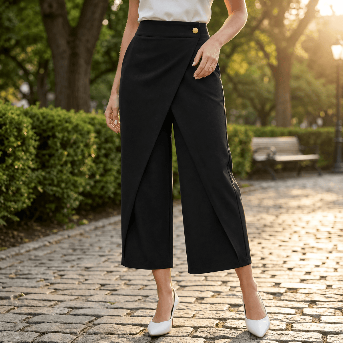 Wraplane – Wrap-Front Wide-Leg Pants