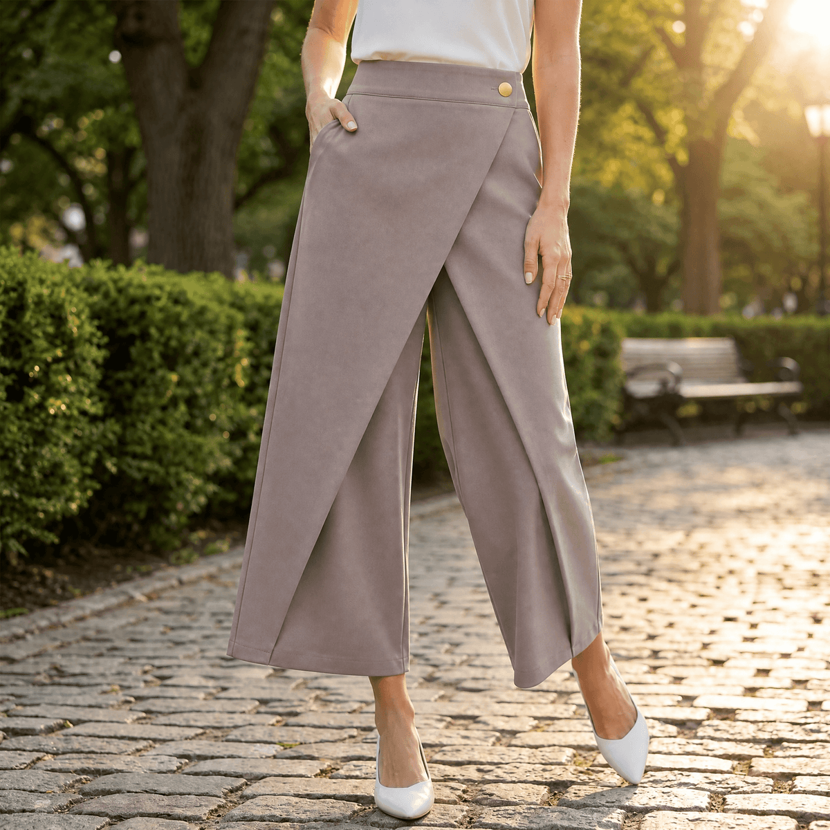 Wraplane – Wrap-Front Wide-Leg Pants