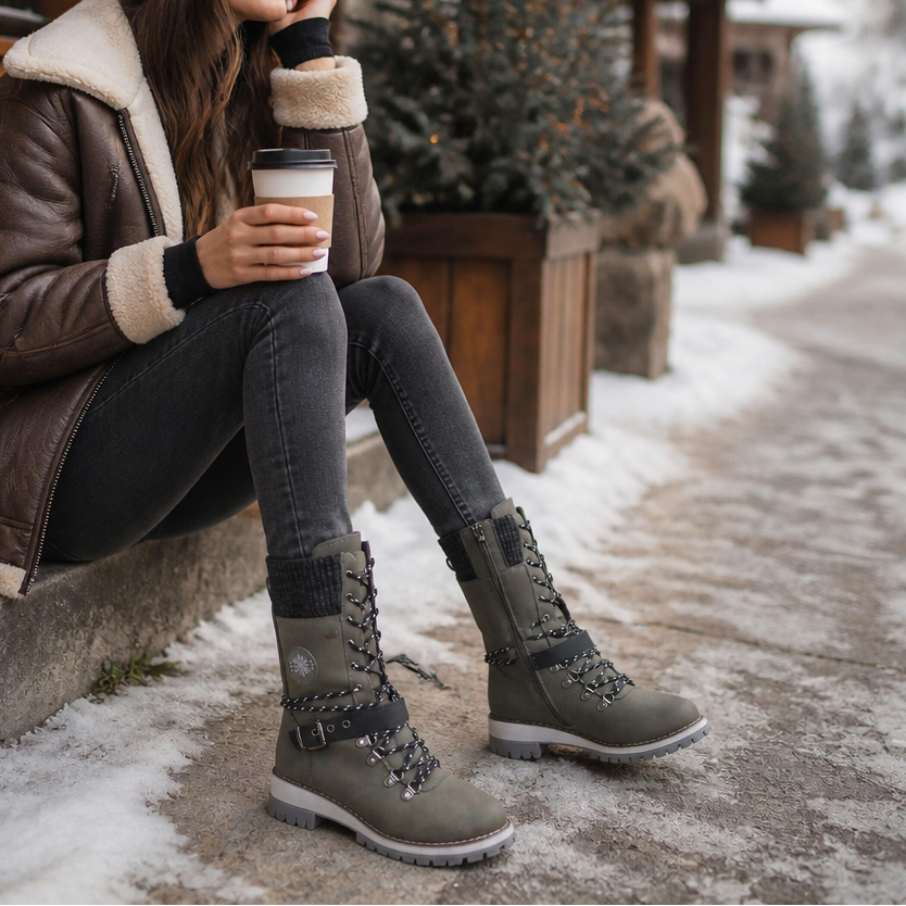 Frostelle – Knit-Shaft Wide-Foot Winter Boots