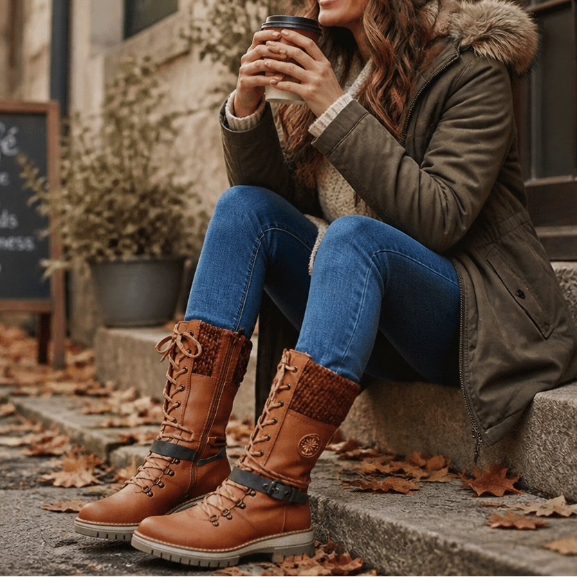 Frostelle – Knit-Shaft Wide-Foot Winter Boots