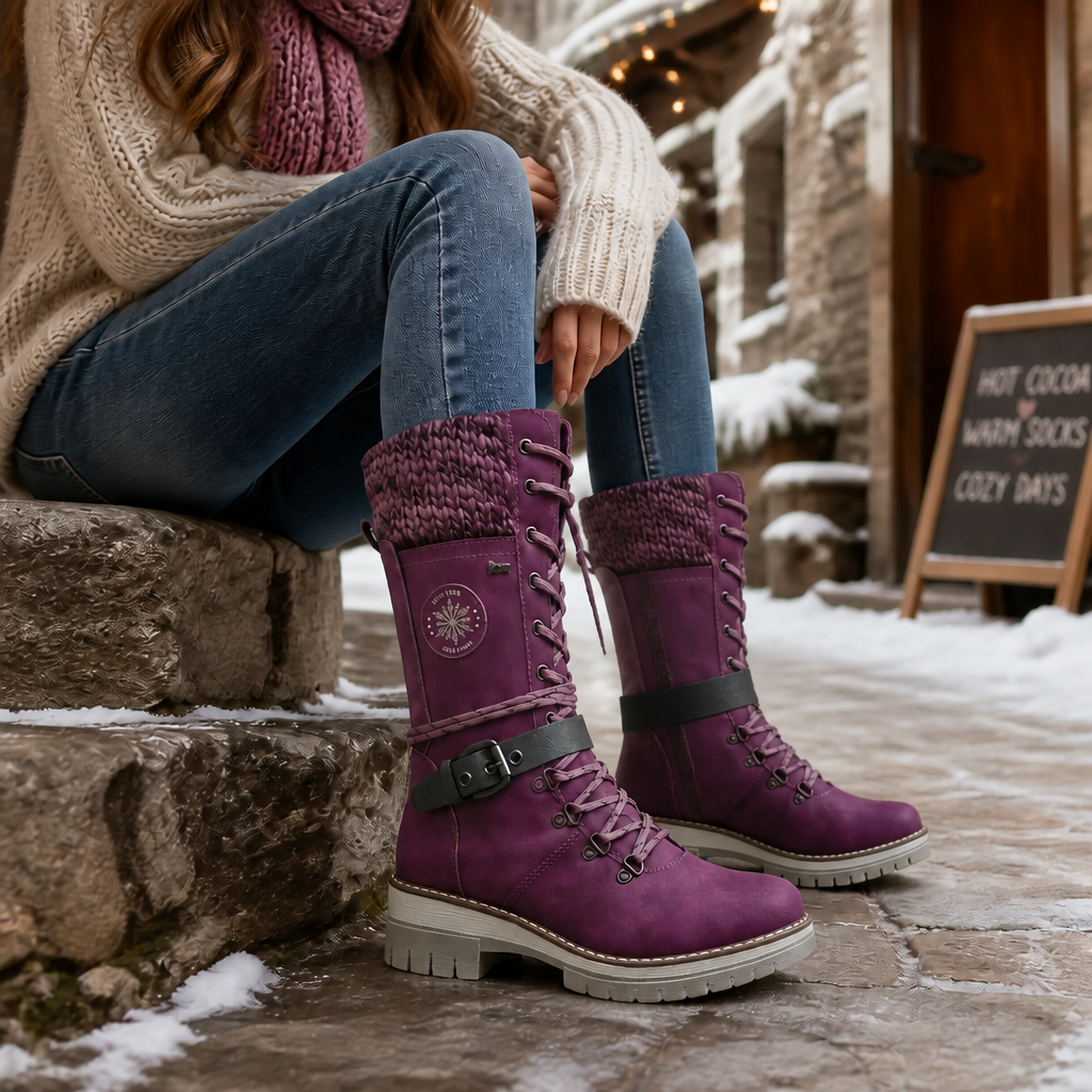 Frostelle – Knit-Shaft Wide-Foot Winter Boots