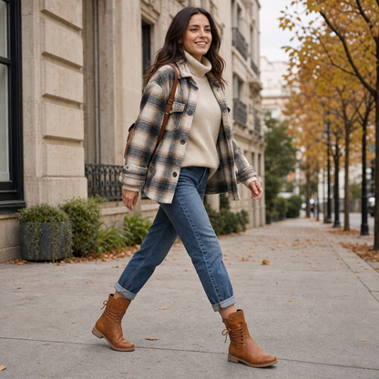 Lacerra – Adjustable Wrap-Lace Mid-Calf Combat Boots
