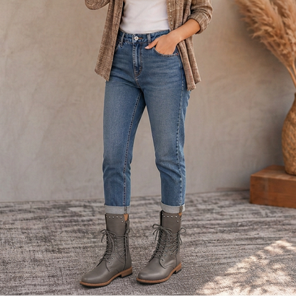 Lacerra – Adjustable Wrap-Lace Mid-Calf Combat Boots