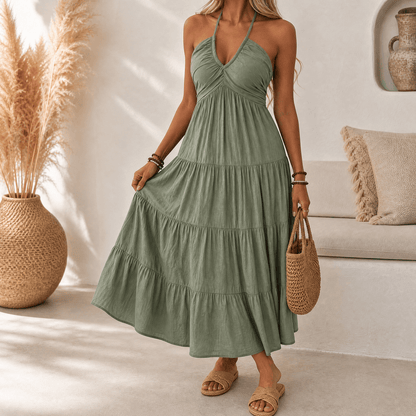 Solenne – Women's Flowy Halter Maxi Dress