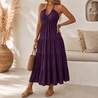 Solenne – Women's Flowy Halter Maxi Dress