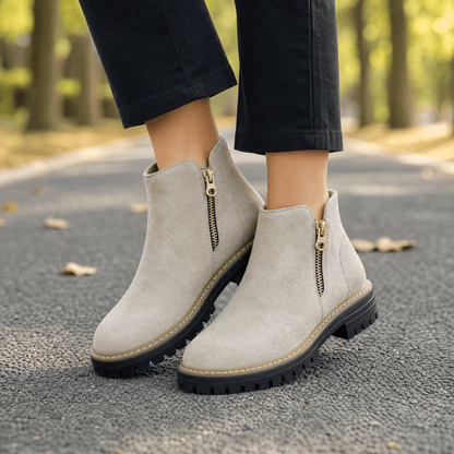 Stepara - Side-Zip Suede Chelsea Boots Beige / 5