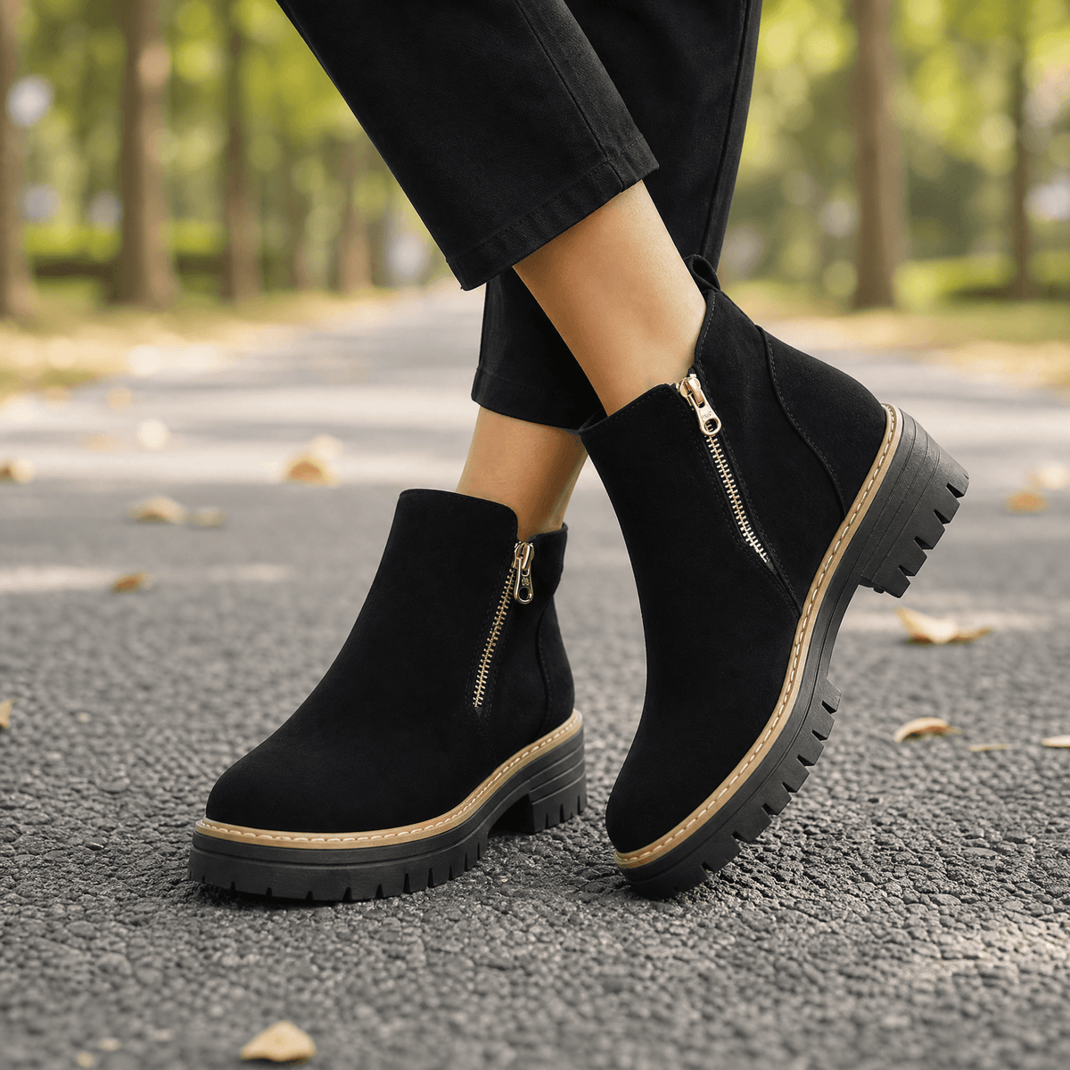 Stepara - Side-Zip Suede Chelsea Boots Black / 5