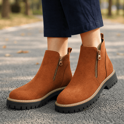 Stepara - Side-Zip Suede Chelsea Boots Brown / 5
