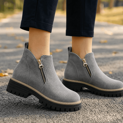 Stepara - Side-Zip Suede Chelsea Boots Gray / 5