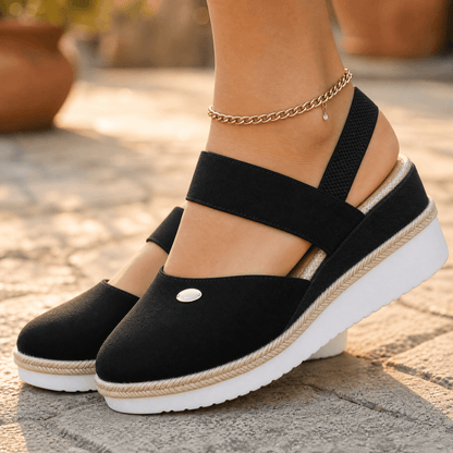 Stepwell – Cushioned espadrille wedge sandals Black / 5