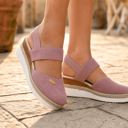 Stepwell – Cushioned espadrille wedge sandals Pink / 5
