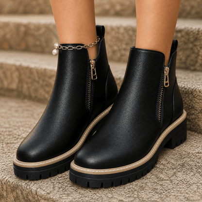 Strida – Women's Cushioned Platform Ankle Boots Black / 5
