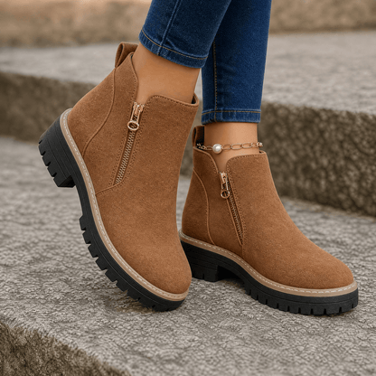 Strida – Women's Cushioned Platform Ankle Boots Brown / 5