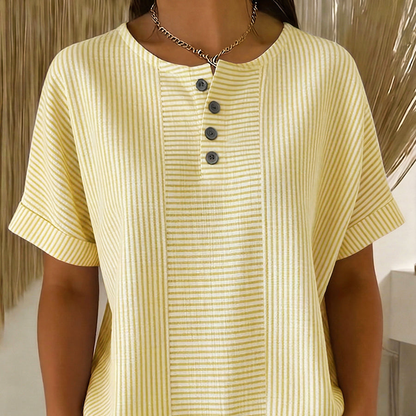Striped button top in the Yellow colorway