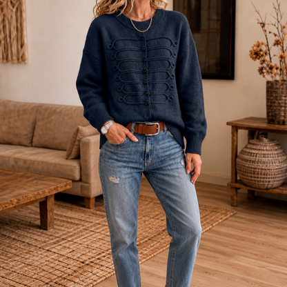 Braidenne – Jersey de punto con cordón trenzado y botones