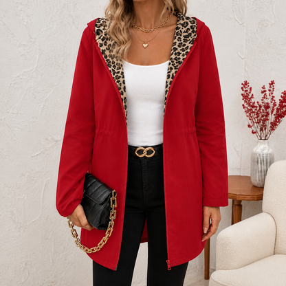 Wearbella – Reversible Leopard Print Hooded Coat