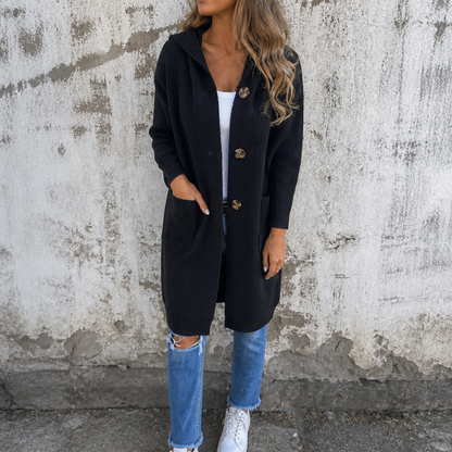 Coziva – Cardigan con cappuccio e bottoni