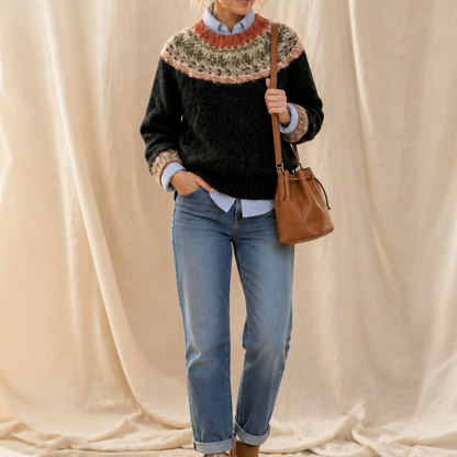Isleva – Maglione girocollo con sprone Fair Isle