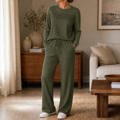 Restwell – Crew Neck Drawstring Two-Piece Lounge Set