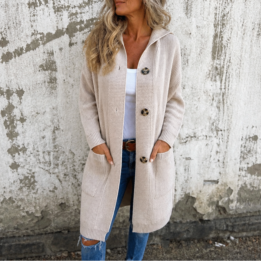 Coziva – Cardigan con cappuccio e bottoni