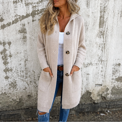 Coziva – Cardigan con cappuccio e bottoni