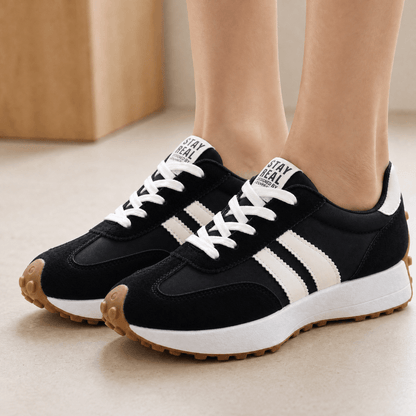 Velora - Retro Suede Sneakers for All Day Comfort Black / 5.5