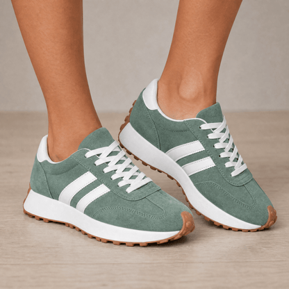 Velora - Retro Suede Sneakers for All Day Comfort Green / 5.5