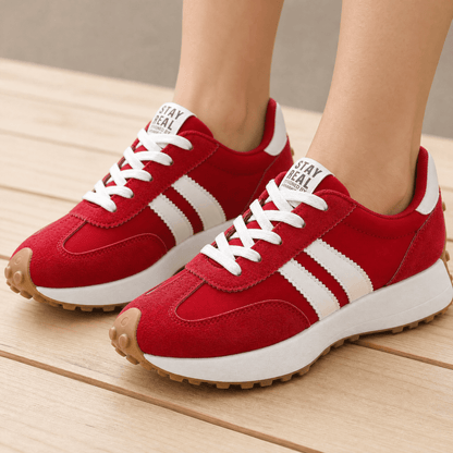 Velora - Retro Suede Sneakers for All Day Comfort Red / 5.5
