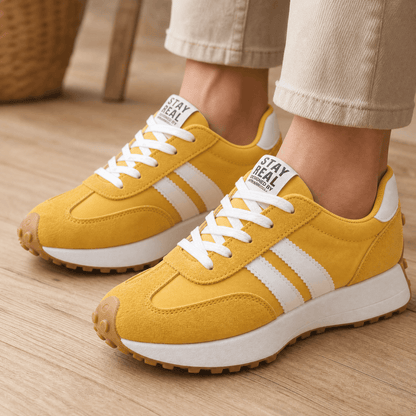 Velora - Retro Suede Sneakers for All Day Comfort Yellow / 5.5