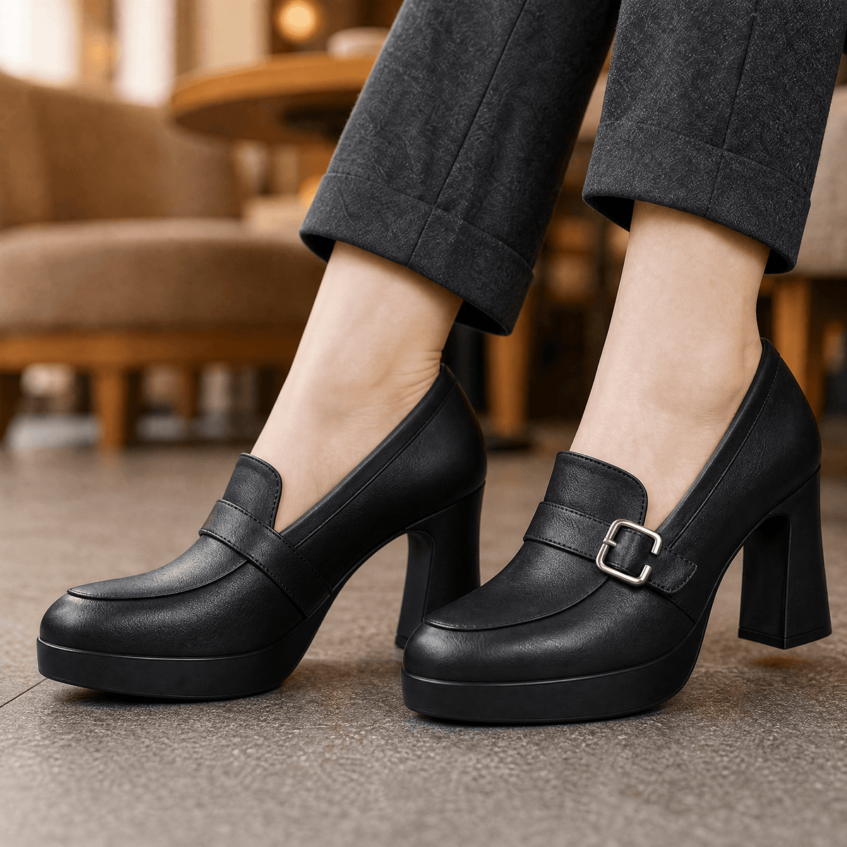Velora – Women's All Day Comfort Platform Pumps Black / 5