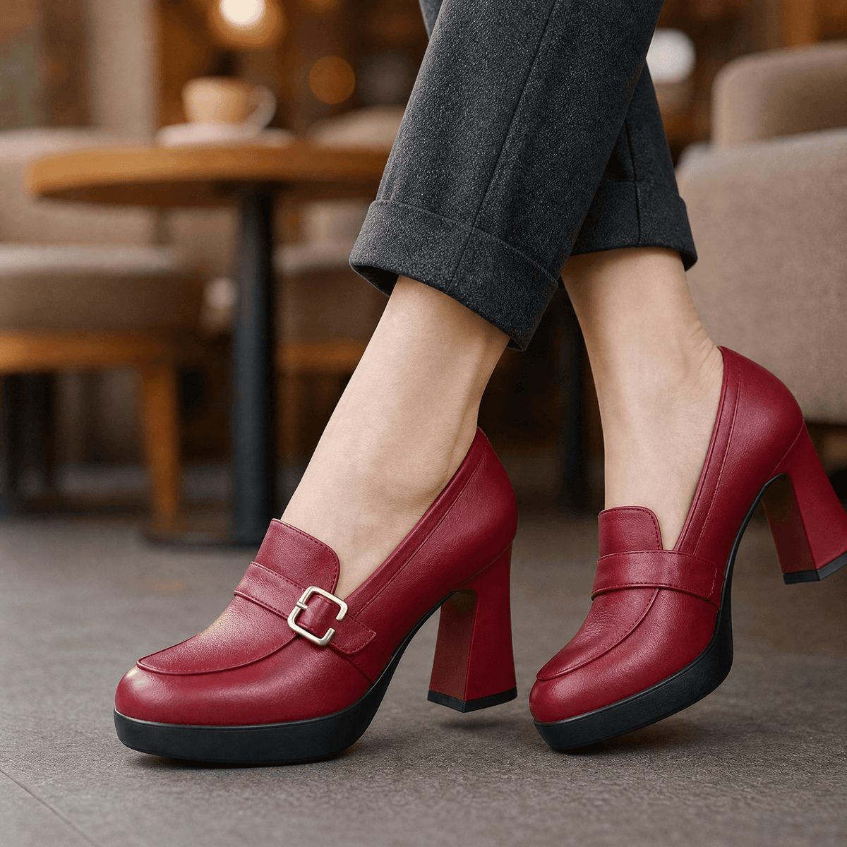 Velora – Women's All Day Comfort Platform Pumps Red / 5